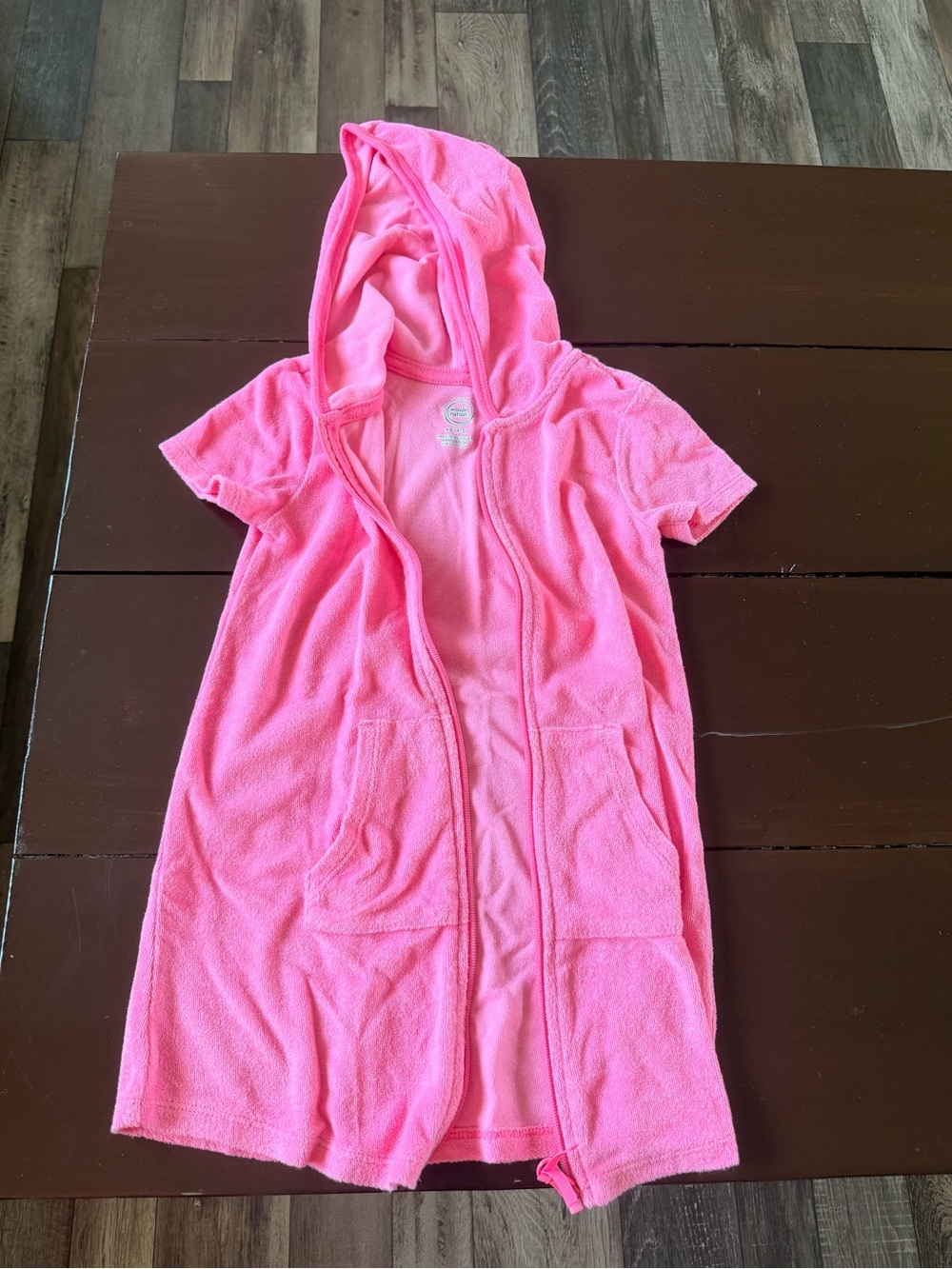 Wonder Nation-Girls' Hooded Short-Sleeve Pink Shower Cover-Up
